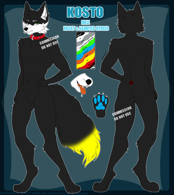 fullbody front + back + muzzle/paw close up